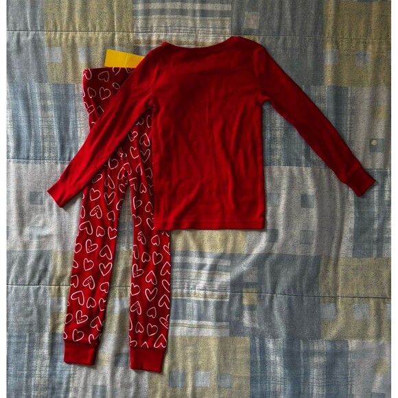 Old Navy Red Valentines Romper Long Sleeve Hearts + Bottom One Set Sz 5T - Picture 2 of 10
